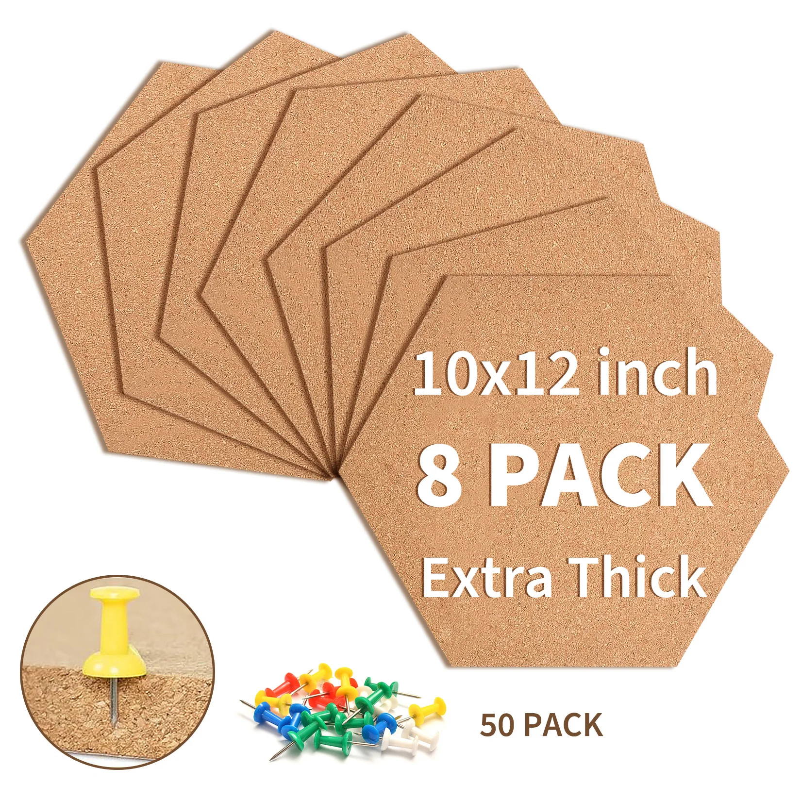 8-Pack Self-Adhesive Cork Board Tiles – 12