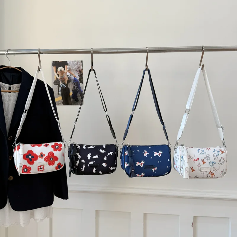 

Новая женская тканевая сумка с граффити, модная портативная сумка через плечо, простой стиль-мессенджер, универсальный модный стиль