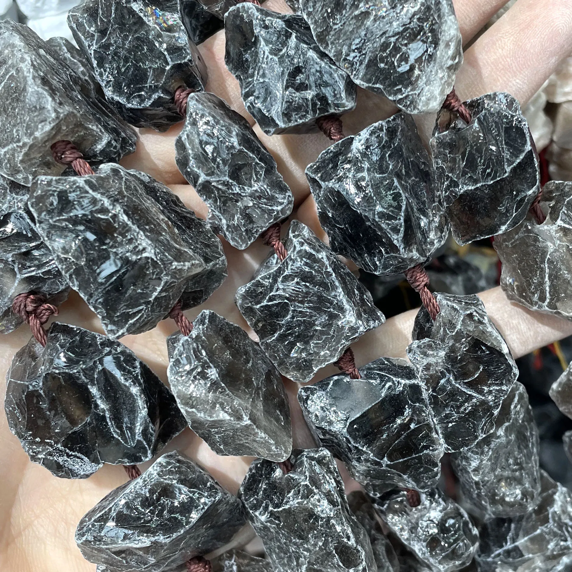 Natürliche Unregelmäßige Freiform-Rohsteine, Raue Fluorit-Mineralnuggets, Lose Abstandsperlen, DIY-Zubehör für Schmuckherstellung – Detail 14