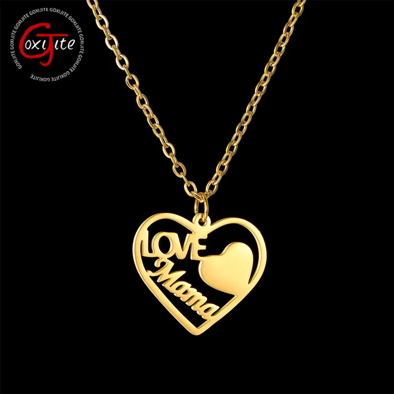 

Goxijite Personalized Women's Name Necklace Stainless Steel Custom Names Heart Pendant Necklaces Anniversary Family Friends Gift