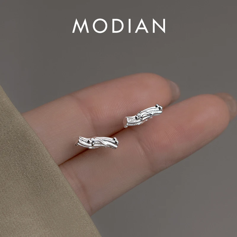 

Modian 925 Sterling Silver Vintage Music Notation Stud Earrings For Women New Design Plant Earrings Fine Jewelry Valentine's Day