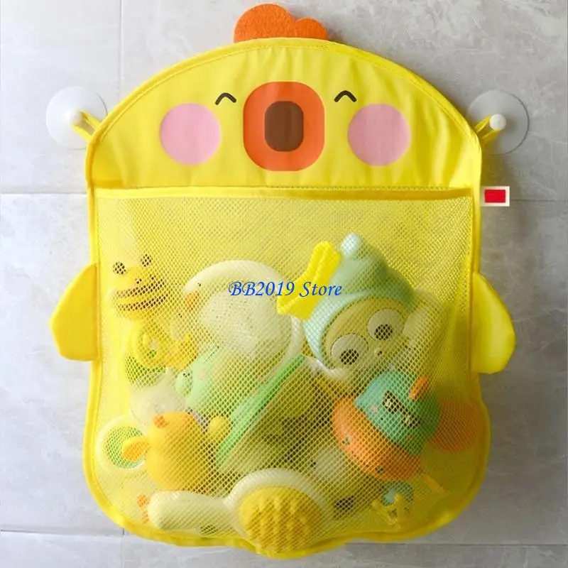 Q0KB Mesh Bath Toy Large Opening Bathroom Toy Holder Great Capacity Bathtub Toy Storage Bag with Suction Cups