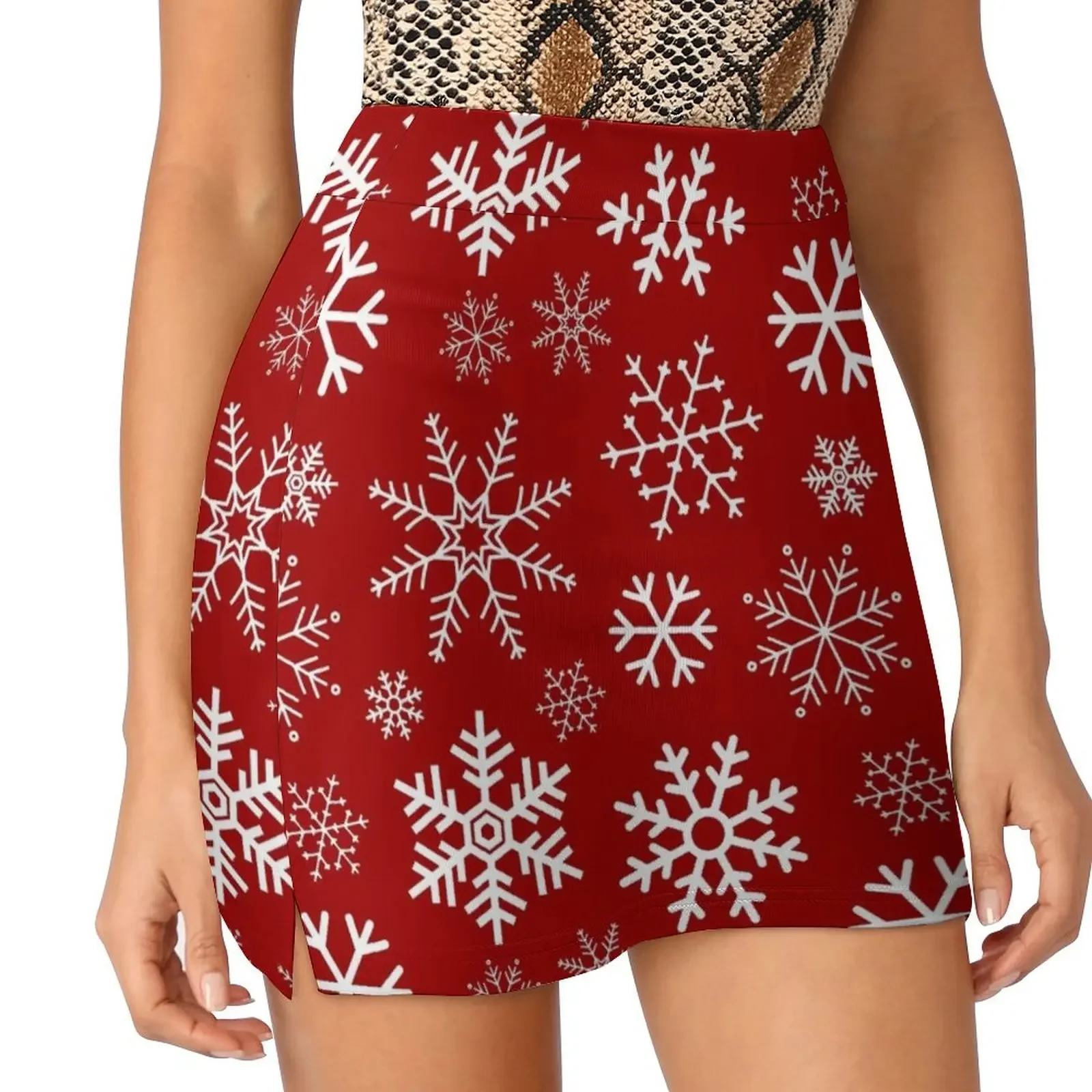 

Red Winter Simple Snowflake Pattern Mini Skirt School skirt elegant party dresses for women 2024 skirt School uniform