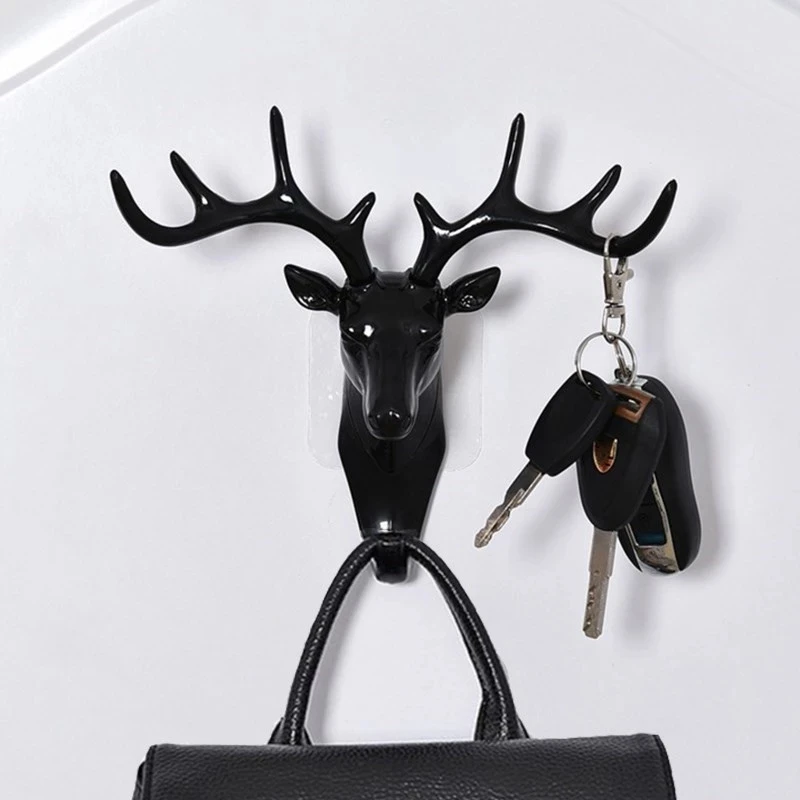 Wall Hanging Hook Vintage Deer Head Antlers for Hanging Clothes Hat Scarf Key Deer Horns Hanger Rack Wall Decoration