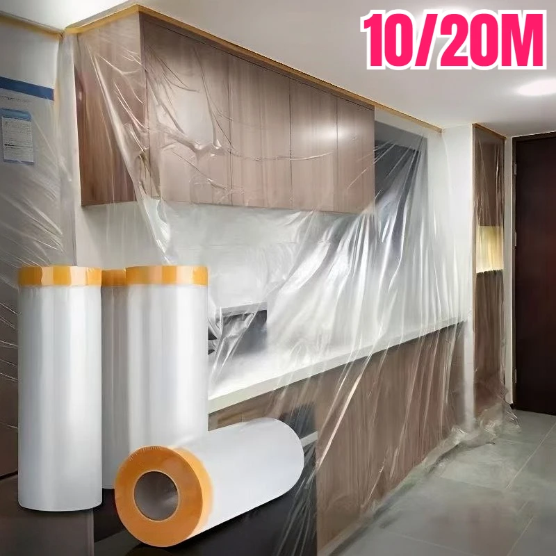 10/20M Masking Film Protective Plastic Sheet Self-Adhesive Anti-Paint Spray Film Wall Decoration Furniture Protective Film