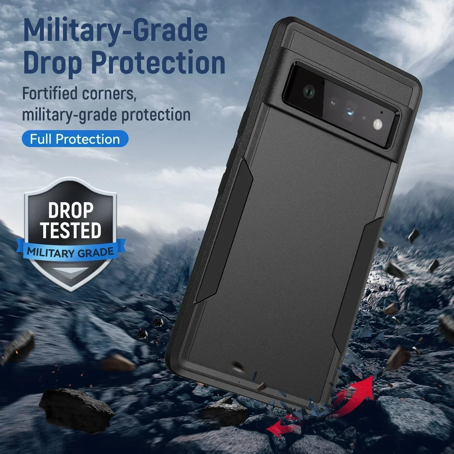 Heavy Duty Rugged Armor Shockproof Case For Google Pixel 8 7 6 Pro 6A 7A 8A Soft TPU Hard Plastic Protective Back Cover Fundas