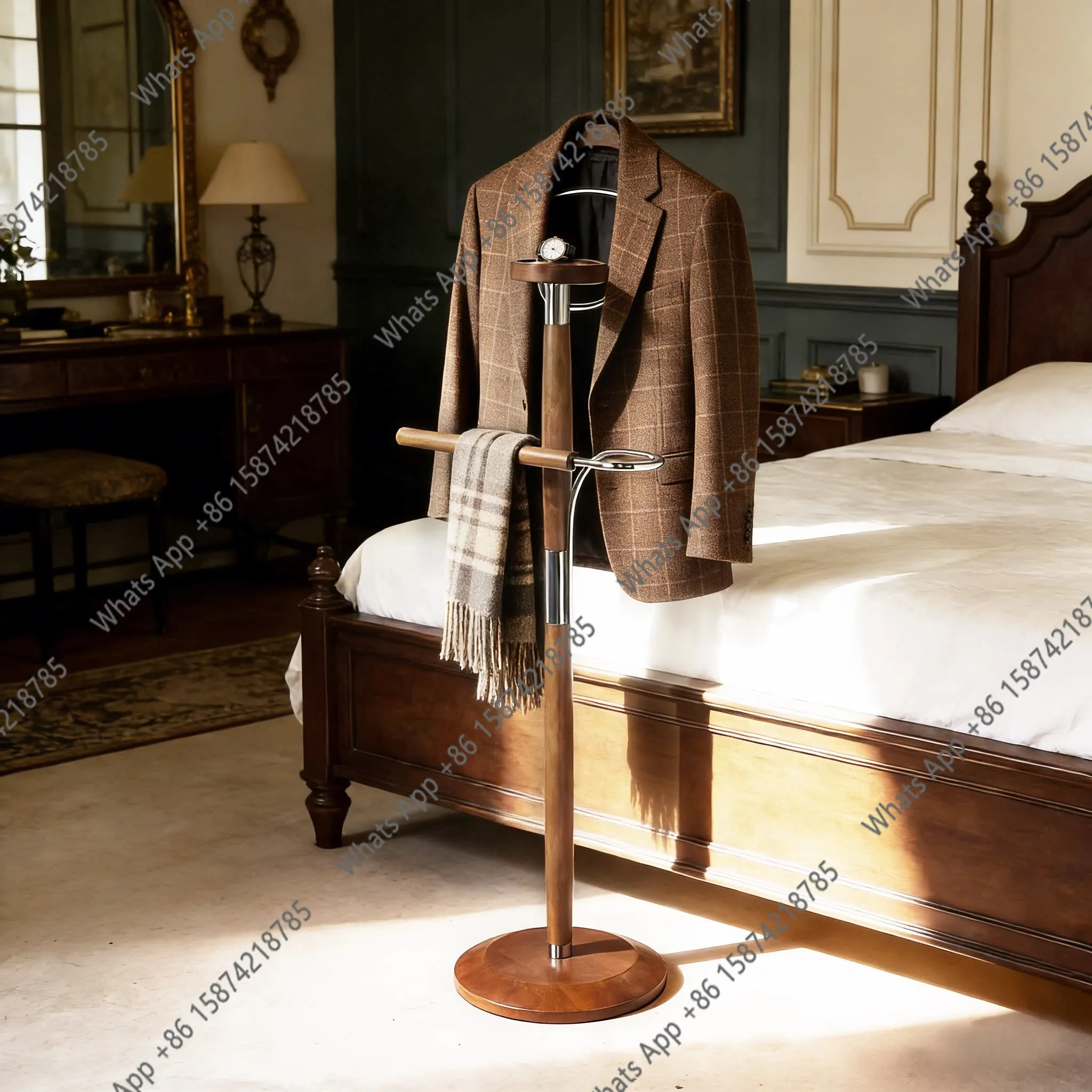 Garderobenständer vom Boden bis zur Decke, Massivholz, Schlafzimmer-Kleiderständer, nordisches Wohnzimmer, neuer chinesischer Stil, schlicht und modern