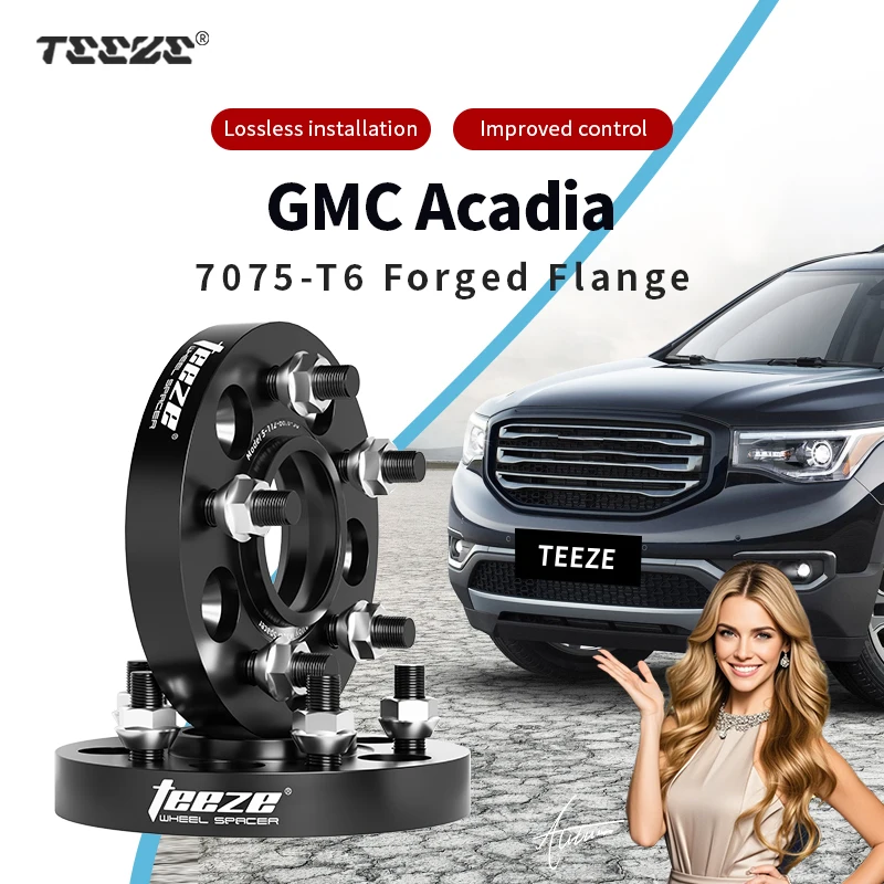 

Teeze 2/4pcs 6x120 CB66.9mm M14x1.5 Hub Centric Black Forged wheel spacer For 2017-2025 GMC Acadia Flange Plate25/30mm