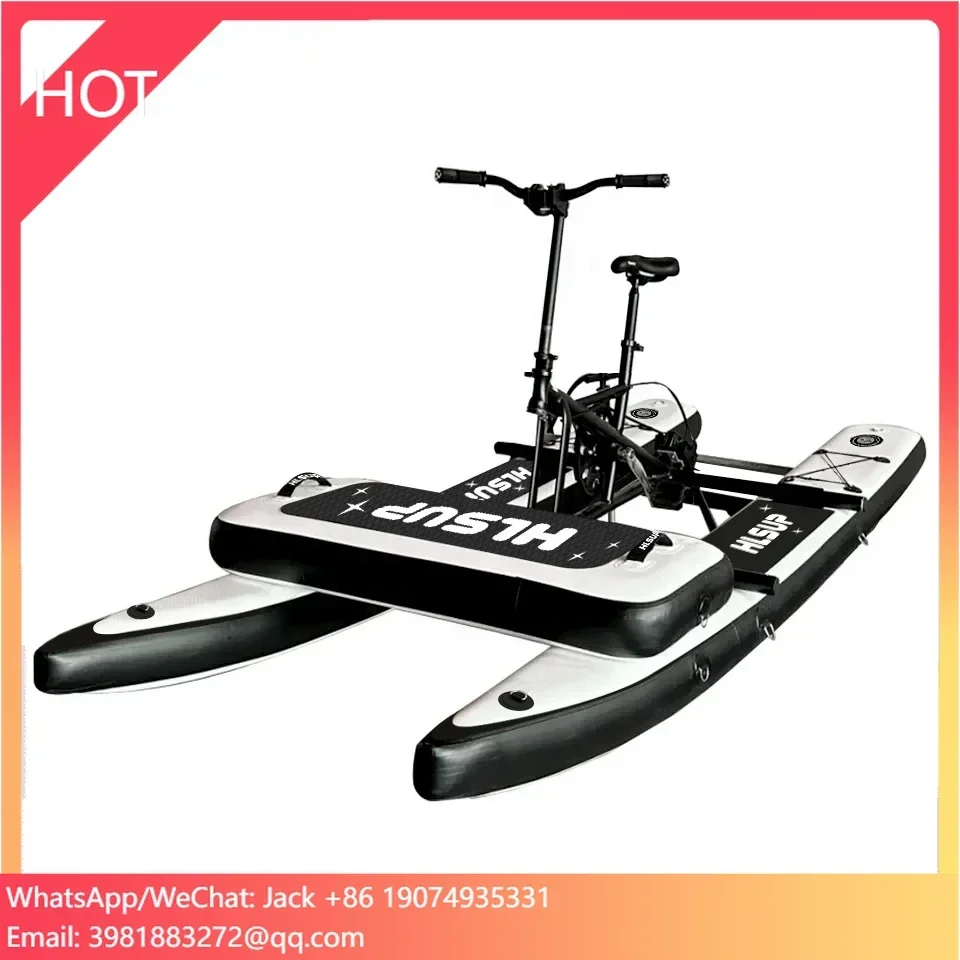 Custom Inflatable Portable Propeller Floating Water Cycle Exercise SeaRiver Surf Paddle Ocean Bicycle Pedal Water Bike For Sale