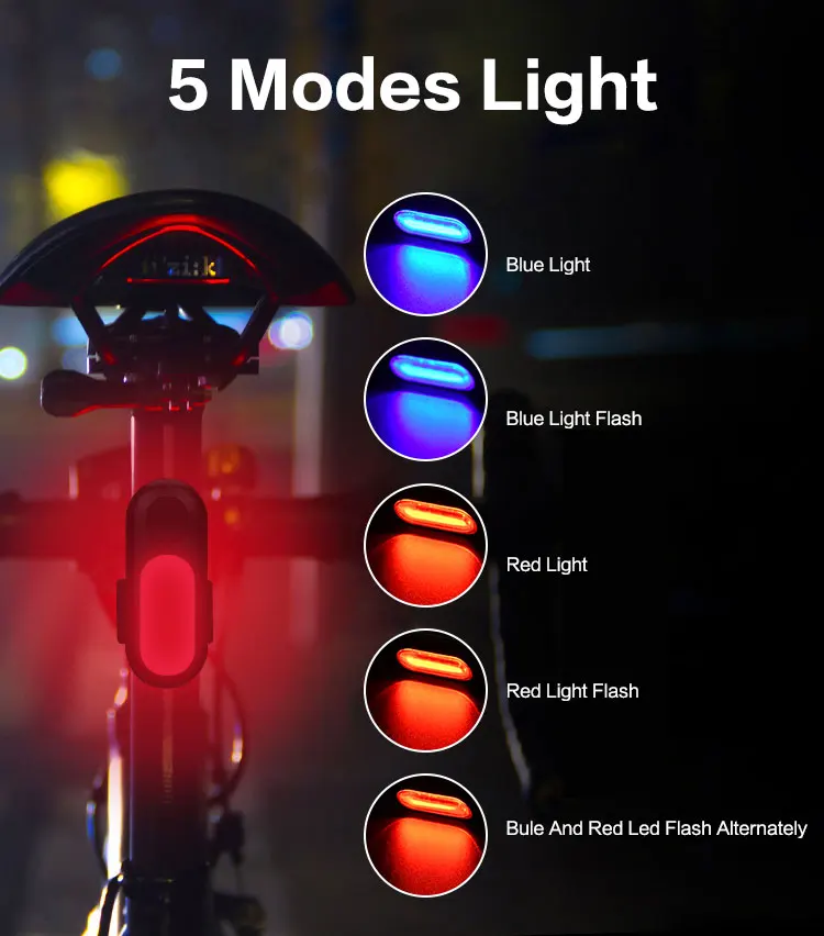 Bicicleta luz traseira recarregável usb aviso 5 modos biketail luz led destaque mtb ciclismo mochila capacete de segurança lâmpada