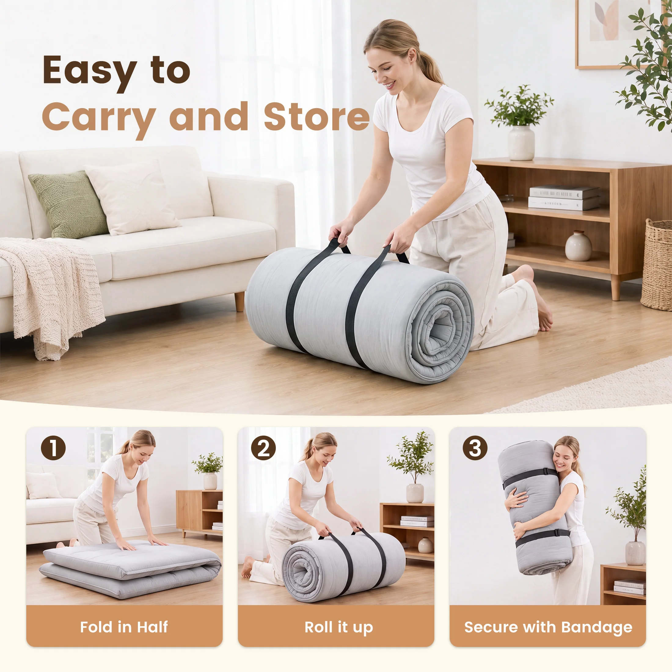 MCQ Foldable Tatami Floor Mattress Futon Mattress with Removable Washable Cover Soft Bed Topper Home Bedroom Furniture Mattress - view 4
