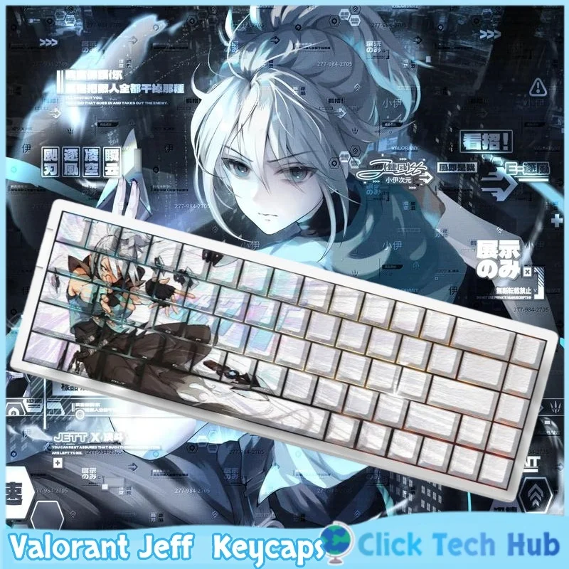 

Valorant Jeff Character Keycaps Game Theme Keycap Cherry 74/129 Key Side Engraved Transparent Pbt Mechanical Keyboard Keycaps