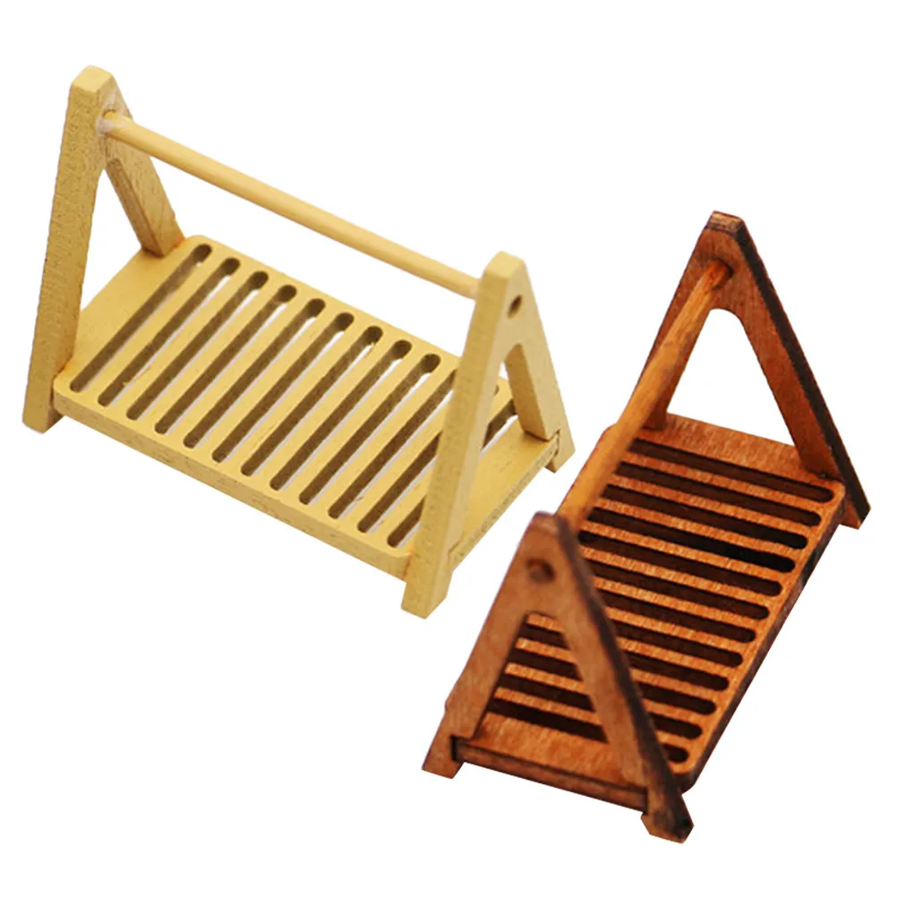 

2Pcs Wooden Mini House Decor Adorable Miniature Furniture Wear-Resistant Long-Lasting Craftsmanship DIY Projects Desktop