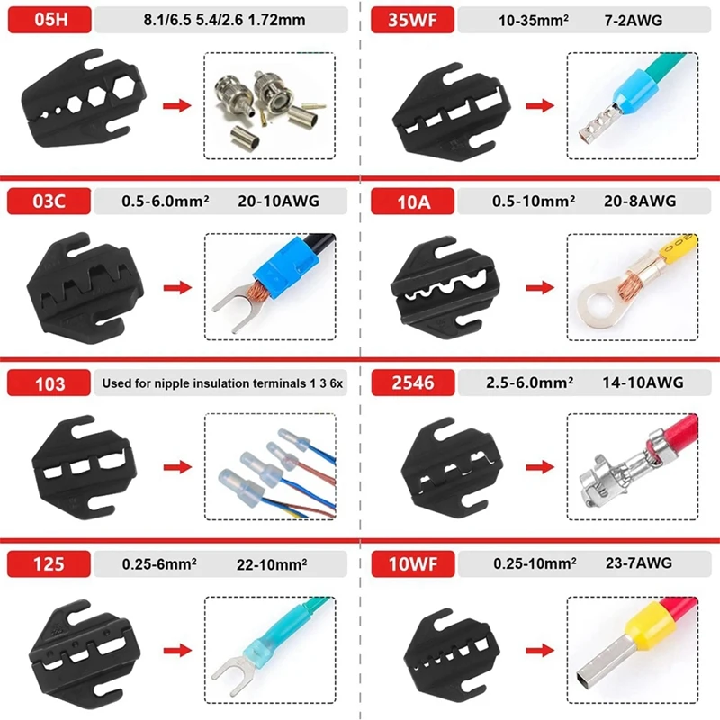 Crimping Pliers Clamp Tools Cap/Coaxial Cable Terminals Kit 9Inch 40J Multi Functional Carbon Steel Hand Tool Easy To Use