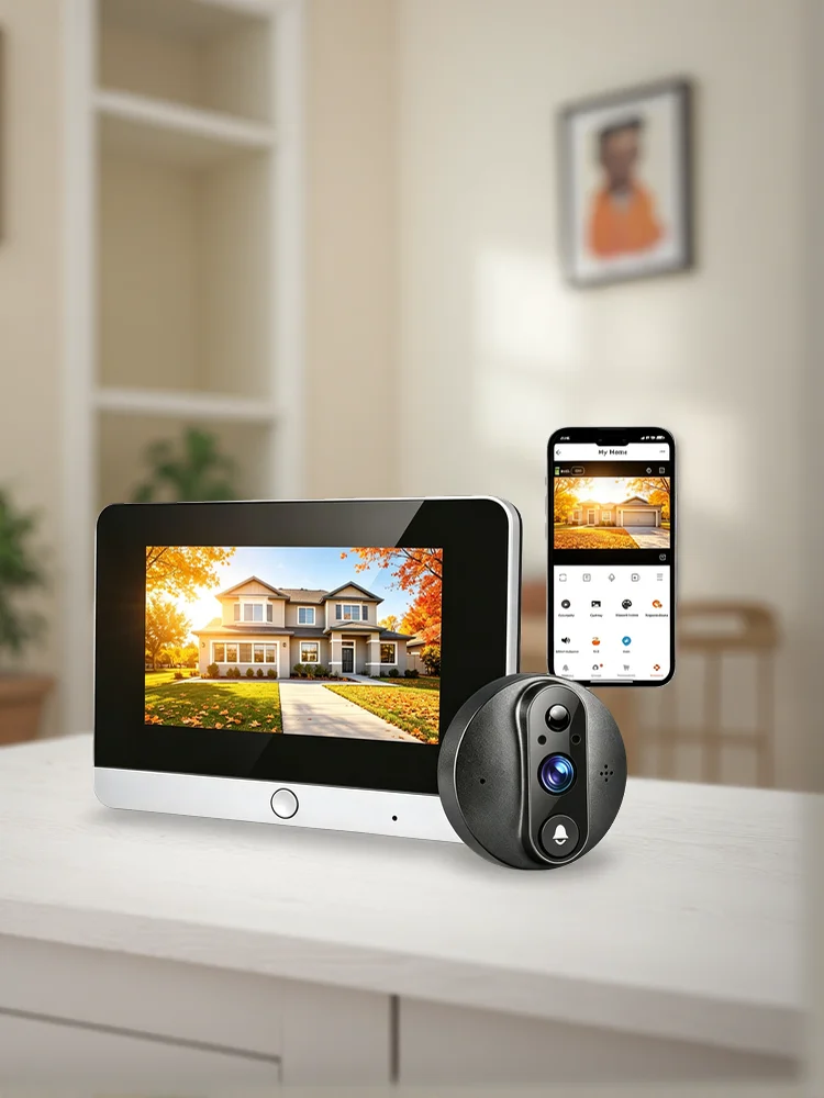 5MP WLAN-Türspionkamera mit 5-Zoll-Display, eingebautem 10000mAh-Akku, Tuya Smart Home Bewegungserkennung, Echtzeitansicht & Zwei-Wege-Sprechfunktion, Video-Türklingel