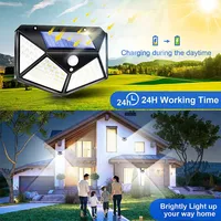 ​​Solar Powered 100 LED Outdoor Wall Lights 1 2 4 6 Pcs with PIR Motion Sensor Garden Street Solar Lamp Decoration​