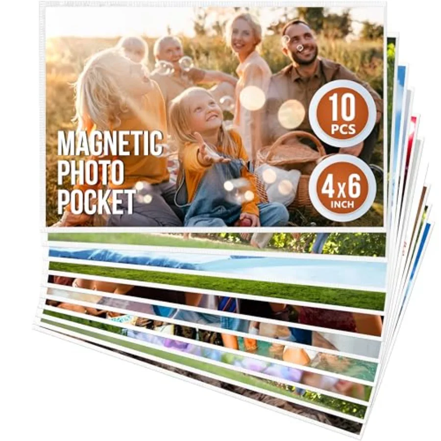 10 Pack 4x6 Magnetic Picture Frames for Refrigerator - Magnet Picture Frames for Fridge - Clear Magnetic Photo Sleeve 4 x 6 Mag