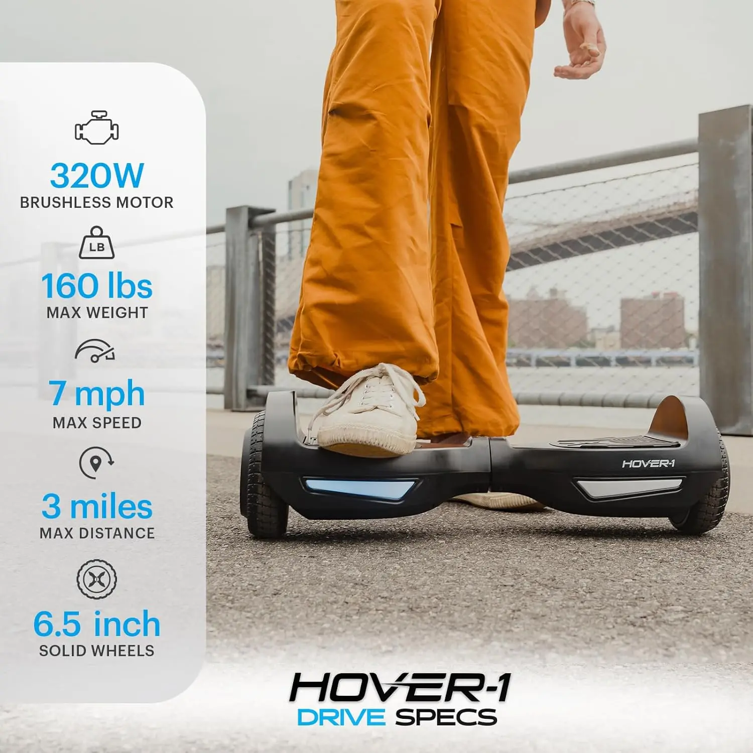 Drive Electric Hoverboard | 7MPH Top Speed, 3 Mile Range, Long Lasting Lithium-Ion Battery, 6HR Full-Charge, Path