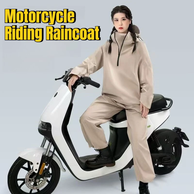 

Waterproof Motorcycle Raincoat Split Suit for Men Women with Thick Oxford Fabric and Large Hood