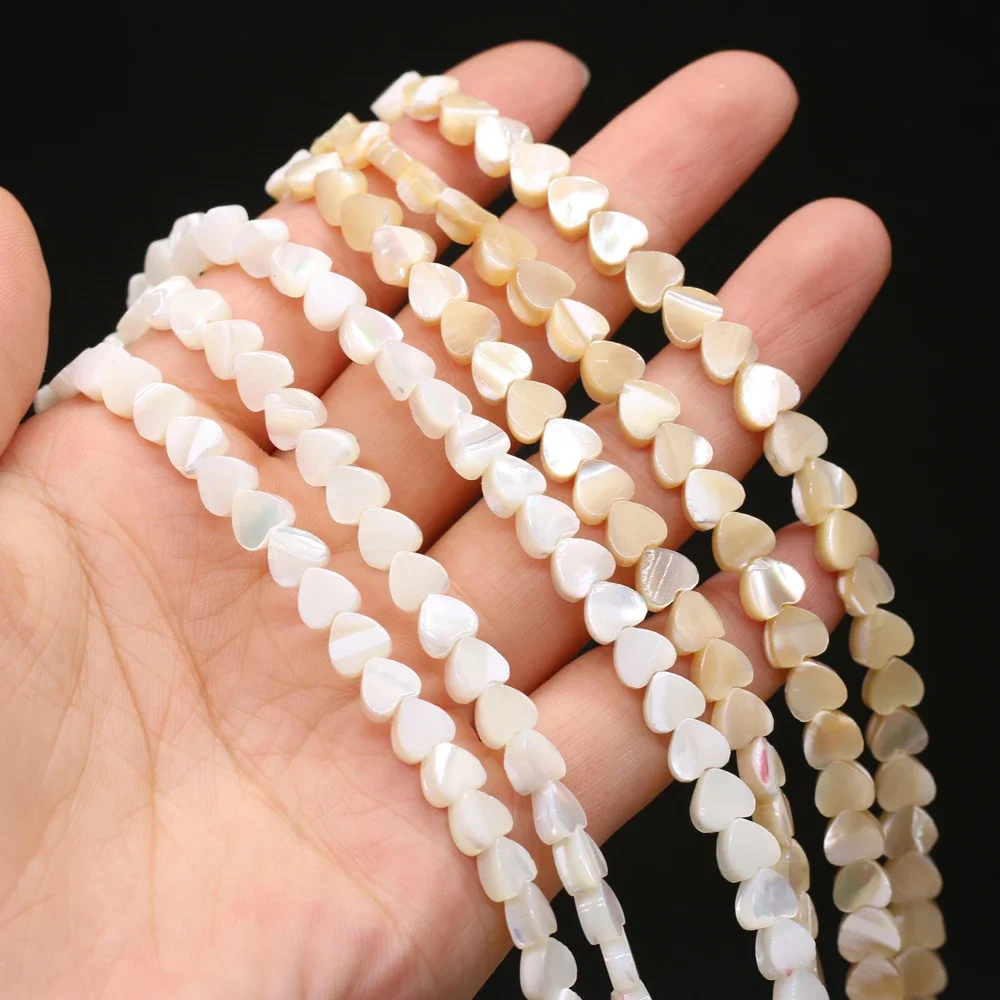 Natural Mother-of-Pearl Shell Beads Love Heart Loose Spacer Bead for Women Handmade Necklace Bracelet Jewelry Making 14inch