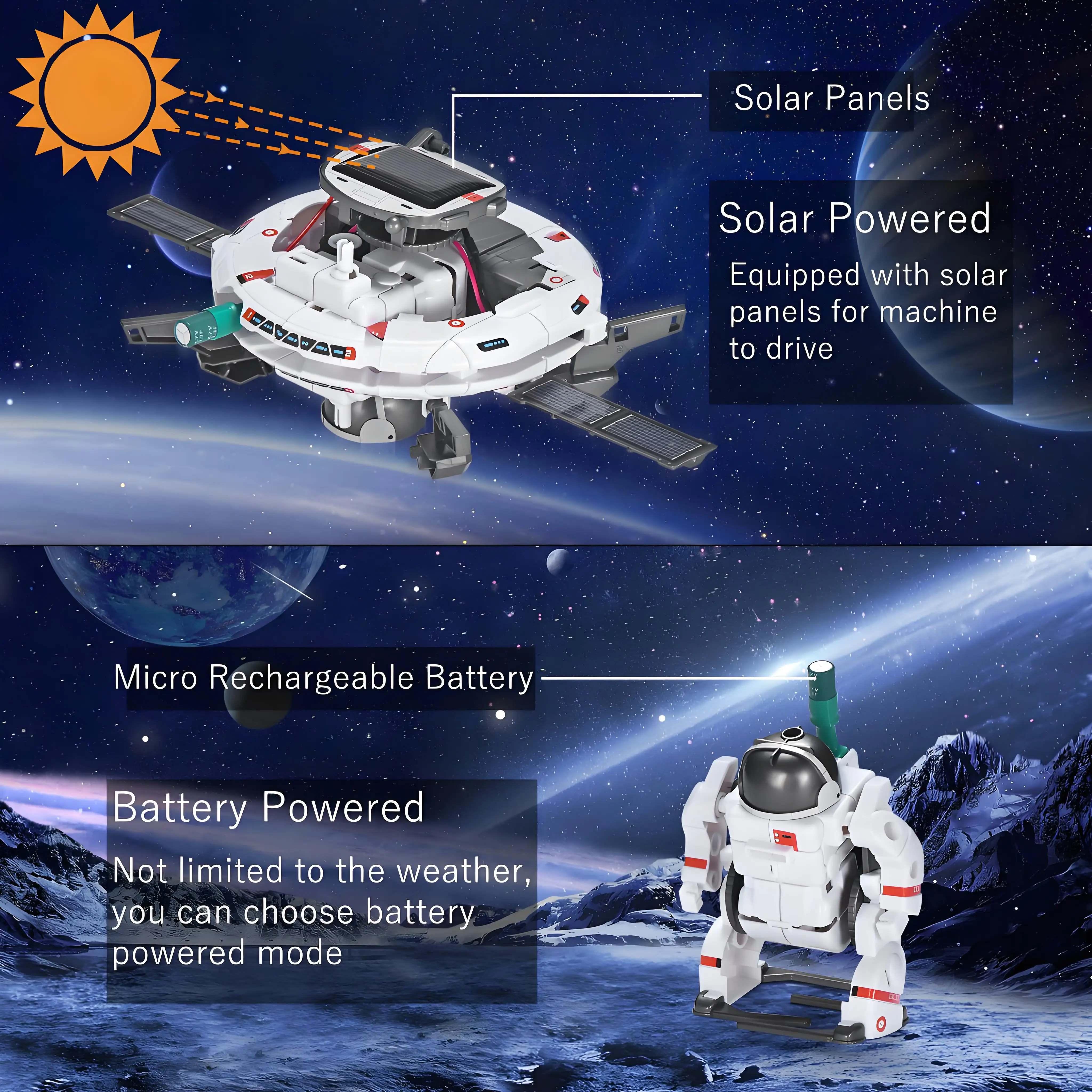Kit de robot solar STEM para niños de 8 a 12 años, juguetes científicos de construcción de doble potencia con panel solar y batería, regalo educativo para niños y