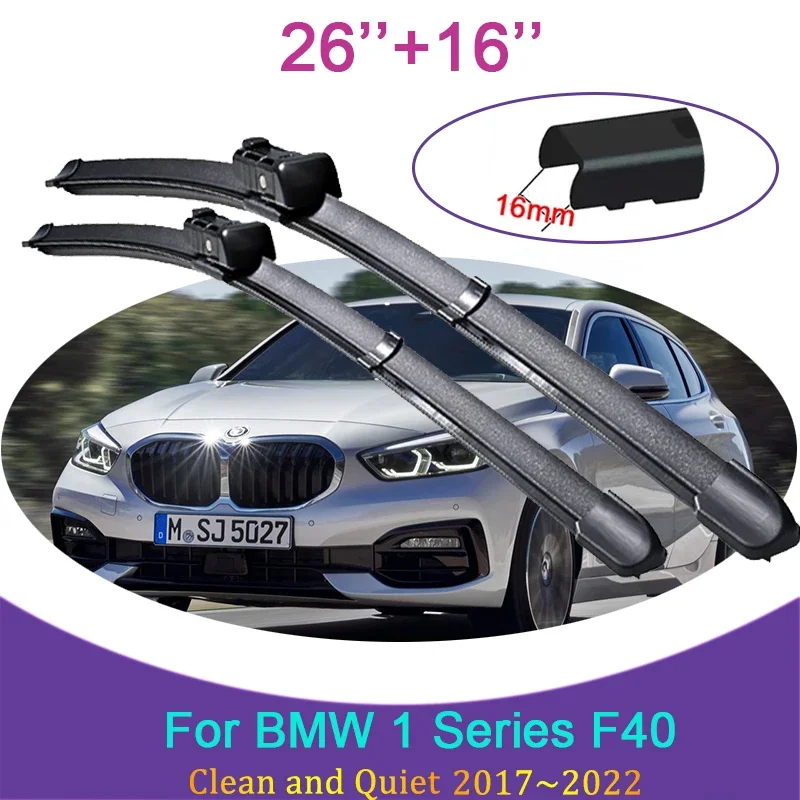 

for BMW 1 Series F40 2017~2022 2018 2019 Frameless Rubber Wiper Snow Scraping Front Windshield Brushes Car Accessories Sticker