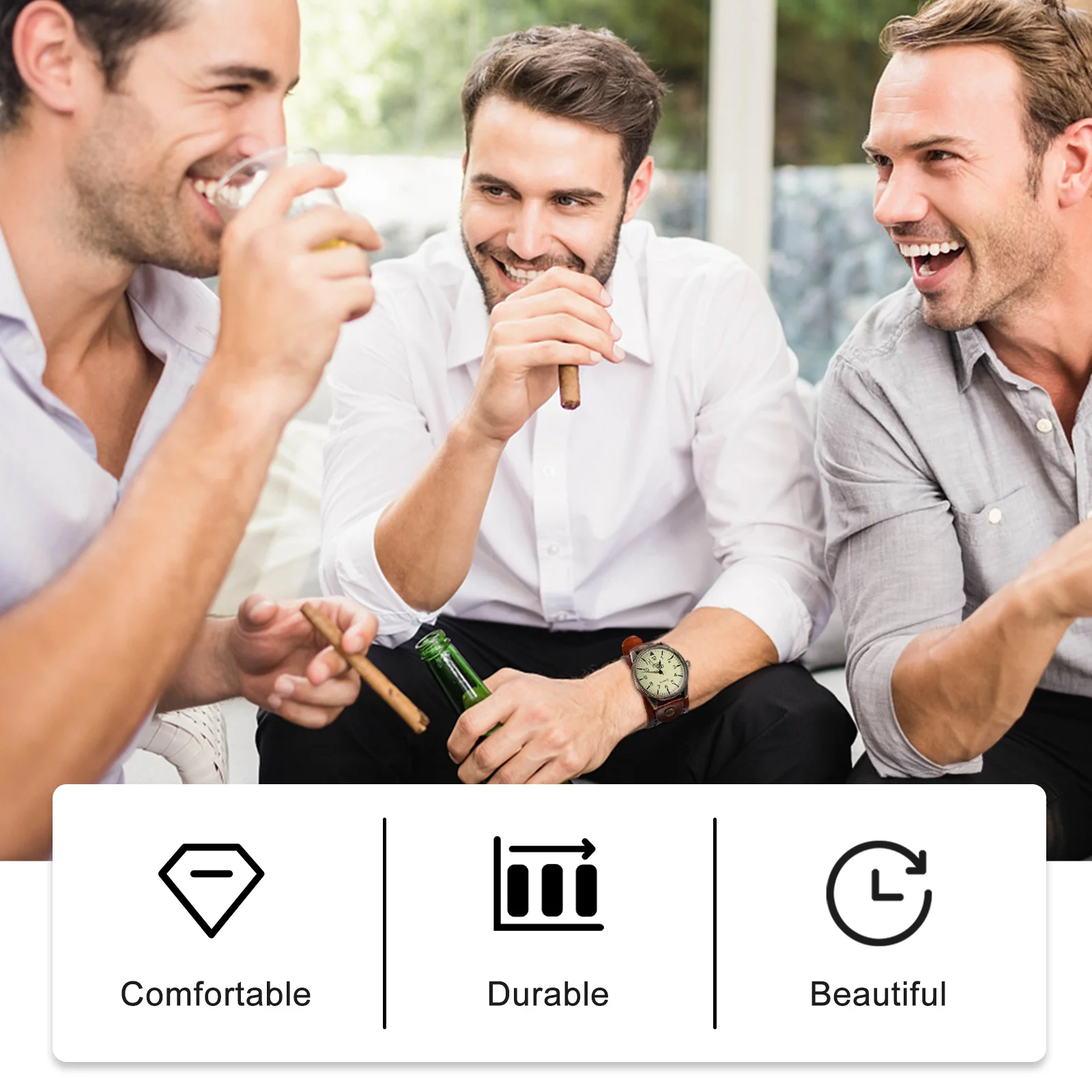 Band Men'S Quartz Watch Vintage Style Sturdy Wristwatch For Wear Comfortable Closure Gift For