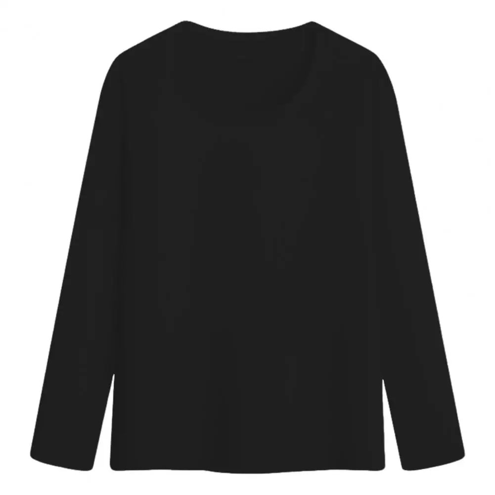 Women's Blouse Velvet Lined Tops Round Neck Long Sleeve Tee Shirt for Winter Slim Solid Color Warm Bottoming