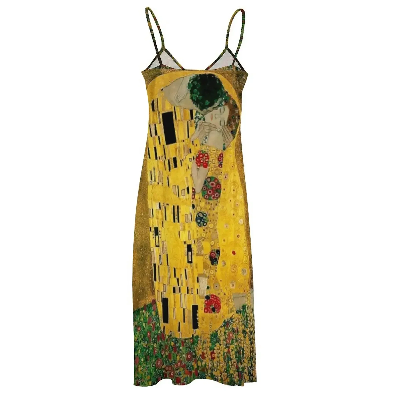 The Kiss by Gustav Klimt | Liebessaar-The Lovers Dress tanpa lengan gaun panjang musim panas wanita gaun 2024