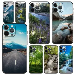 Luxury Phone Case For iPhone 16 15 14 11 Pro Max 13 12 XS X XR 7 8 Plus Shockproof Waterfall nature Trees ship Cover
