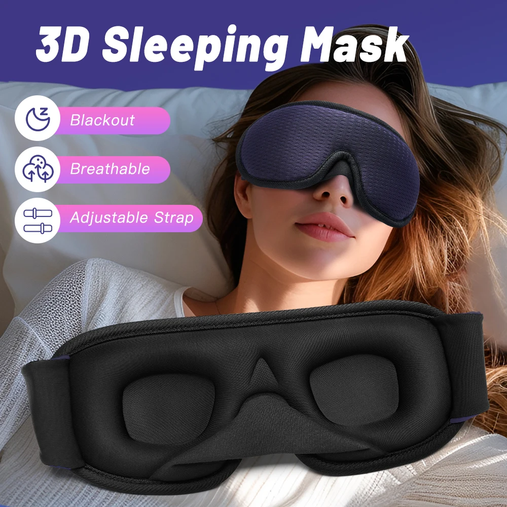 3D Sleep Eye Mask for Sleeping Mask Soft Memory Foam Eye Shades Blindfold Sleeping Aid Face Eyepatch Mask for Travel Couple Gift