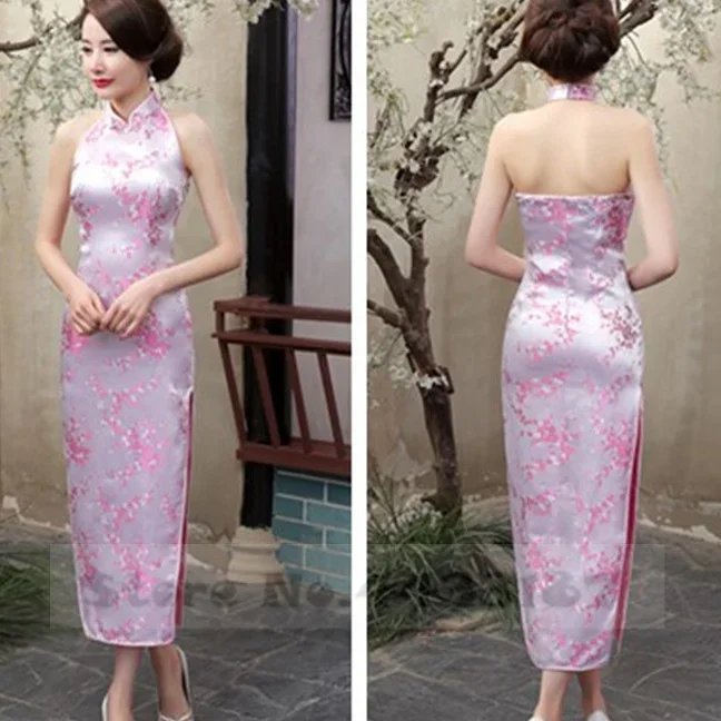 Sexy Backless Sleeveless Cheongsam Female Retro Classic Brocade Chinese Qipao Dress Plus Size Dragon and Phoenix Vestidos 3XL