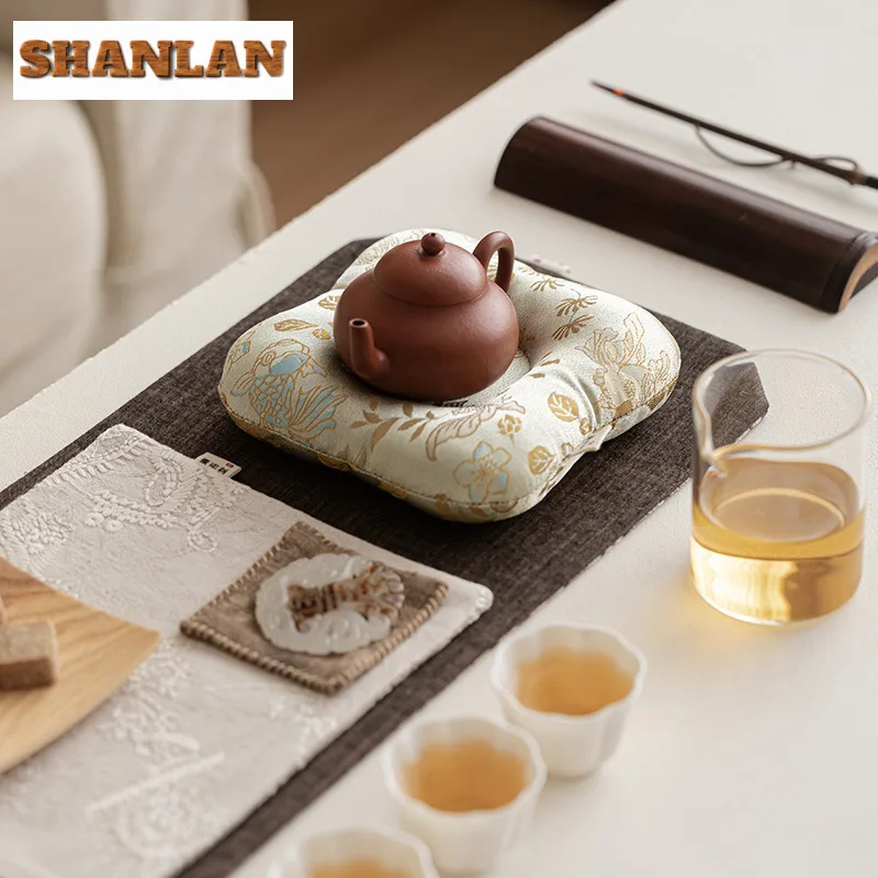 Cotton Fabric Linen Pot Bearing Holder Zisha Pot Holder Dry Soaking Table Tea Tray Coasters Puer Tea Ceremony Supplies Craft