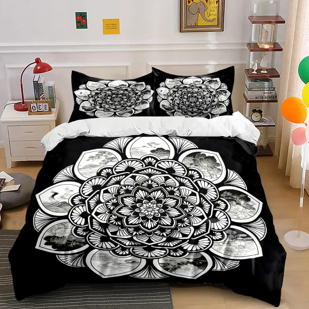 Mandala Floral Decor Set Soft Comfortable Duvet Cover Bedding Set Included 1*Duvet Cover & 2*Pillowcases, gift