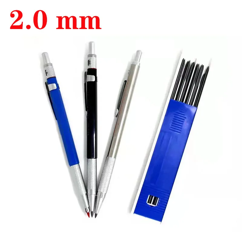 Metal Mechanical Pencils 2.0 Mm 2B Lead Holder Drafting Drawing Pencil Set With  Leads Writing School Gift Stationery