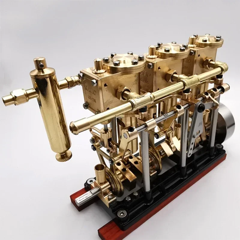 KACIO LS3-13S Twin Three-cylinder Steam Engine Big Torque-starting Engine Model Is Available for Ship Model Steampunk Toys