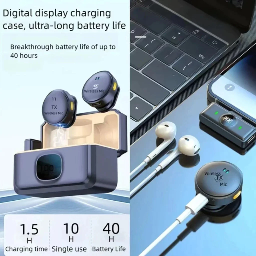 Professionelles magnetisches Mini-Wireless-Ansteckmikrofon mit Geräuschunterdrückung für iPhone Android Typ C-Telefon