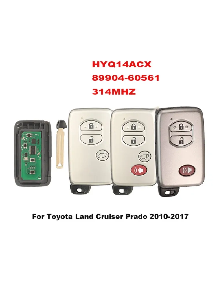 Jingyuqin clé de voiture à distance pour Toyota Land Cruiser Prado 2010-2017 clé intelligente 89904-60561 314Mhz HYQ14ACX contrôle complet