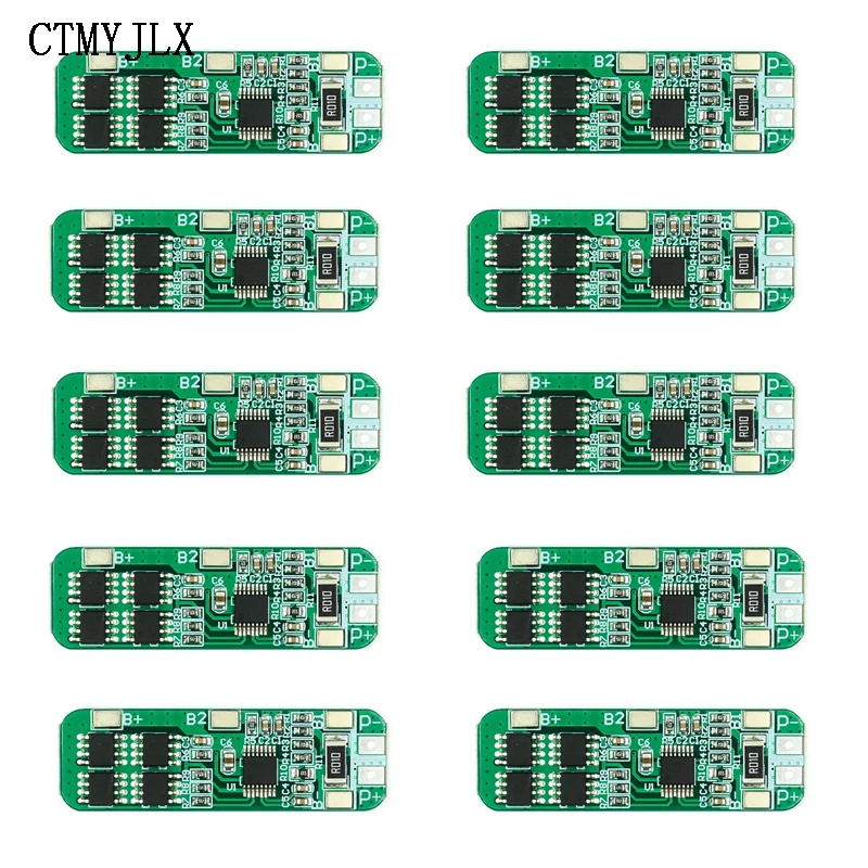 1-10pcs 3S 10A 12V Lithium Battery Charger Protection Board 18650 Li-ion Battery Cell Charging BMS 11.1V 12.6V With Balanced