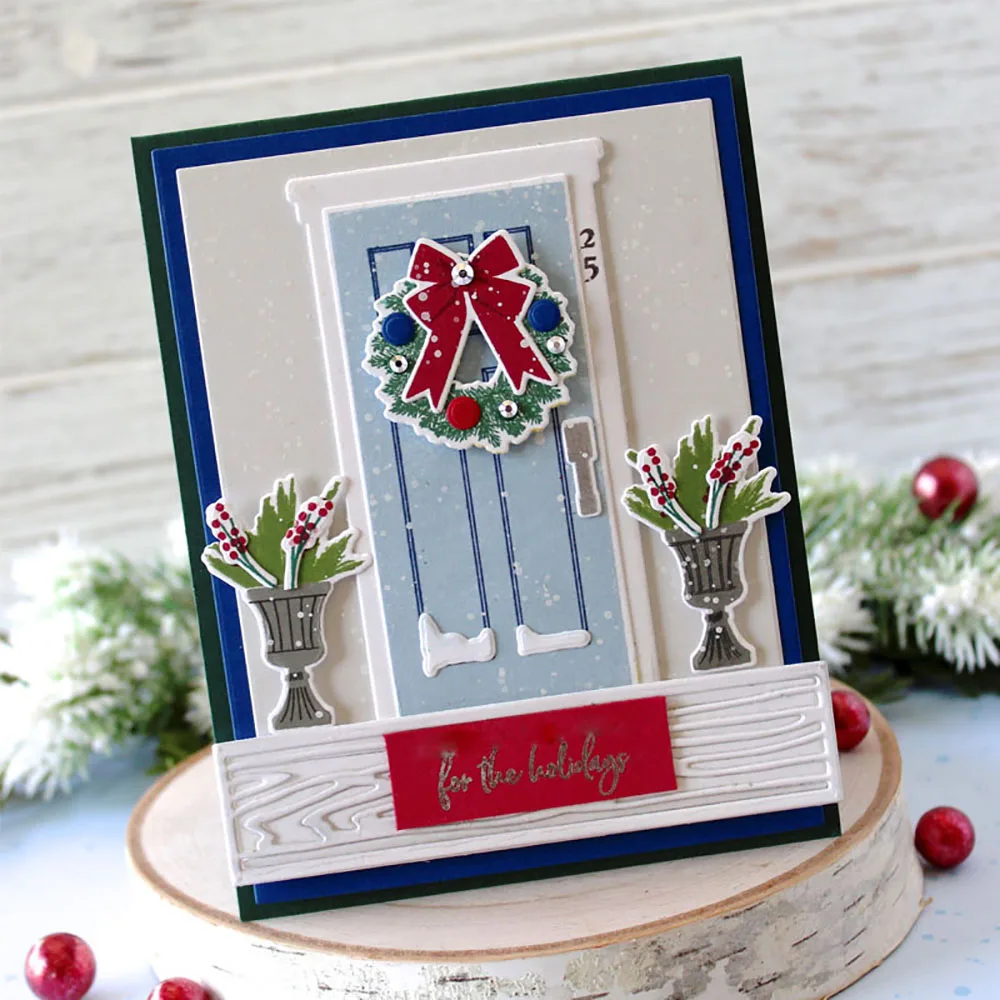 Holiday Door Decor Clear Stamps and Cutting Dies For DIY Craft Making Christmas Card Photo Album Scrapbooking Decoration Templat
