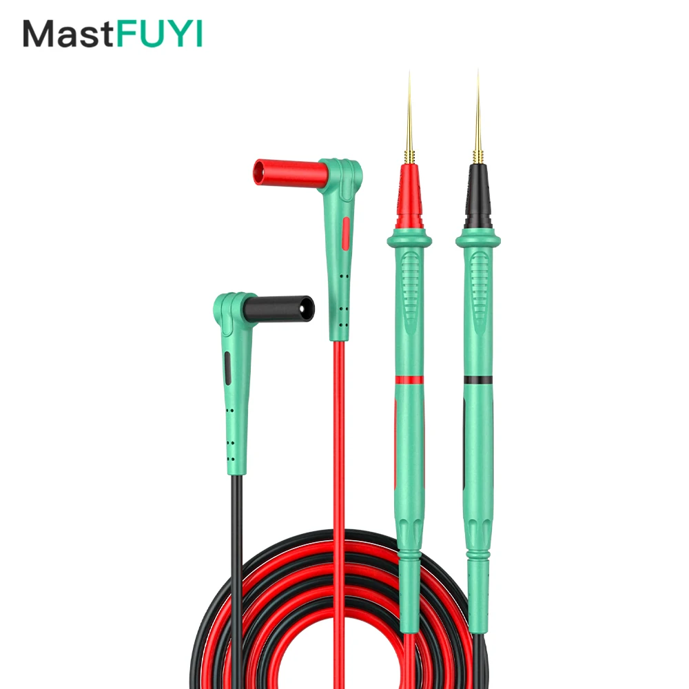 MASTFUYI Silikon-Multimeter-Testleitungen Austauschbare Vergoldete Ultrafeine Sondenspitzen Universelle Bananenstecker Multimeter-Sonden