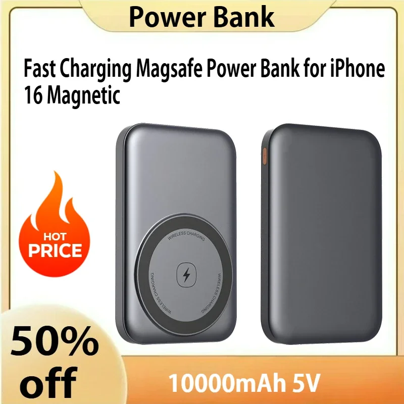 

10000mAh 5V Fast Charging Magsafe Power Bank for iPhone 16 Magnetic Portable Charger Compatible