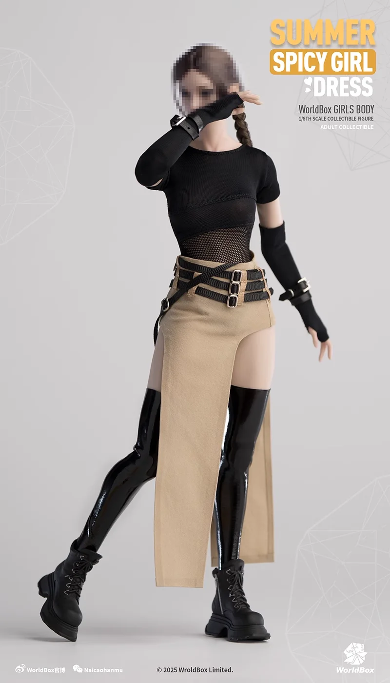 Worldbox 1/6 مقياس CA012 شبكة شق تنورة منخفضة الخصر الجوارب الملابس التمهيد نموذج صالح 12 ''أنثى الجندي عمل الشكل الجسم الدمى لعبة #2
