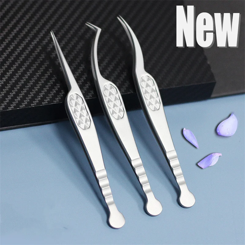 1Pc Eyelash Tweezers Stainless Steel Anti-static Professional Print 3D Ukrainian precision Lash Tweezers Support customization