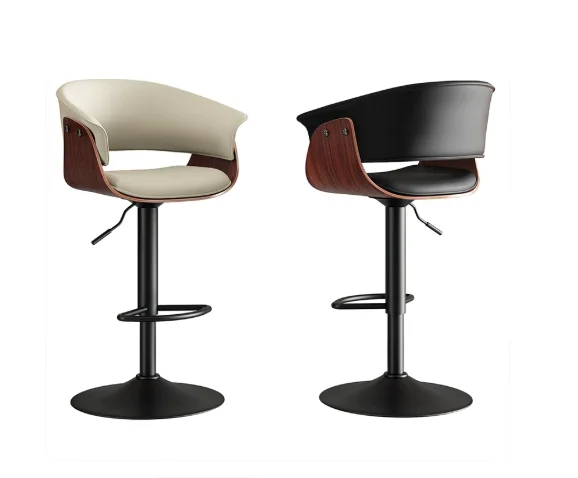 # Solid Wood bar Stool with Adjustable Backrest, Luxurious Rotating bar Chair, Front Counter High Stool