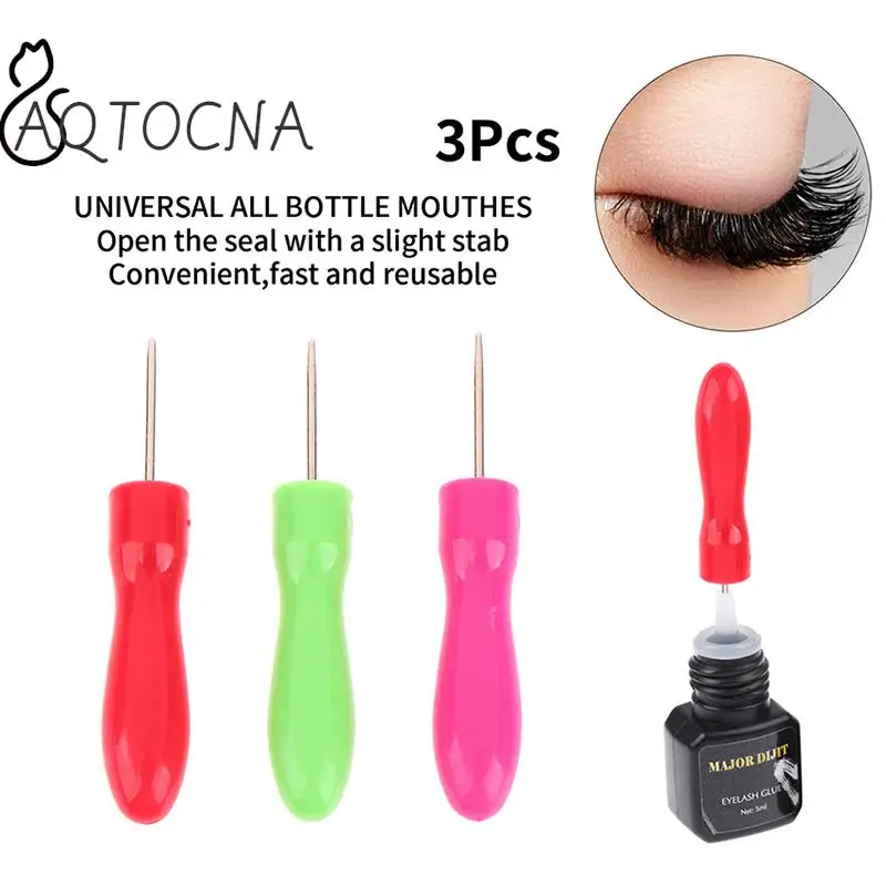 3Pcs Plug Caps Opener Lash Glue Bottle Blocking Needle Replacement Eyelash Extension Glue Mouth Head Special Makeup Tools