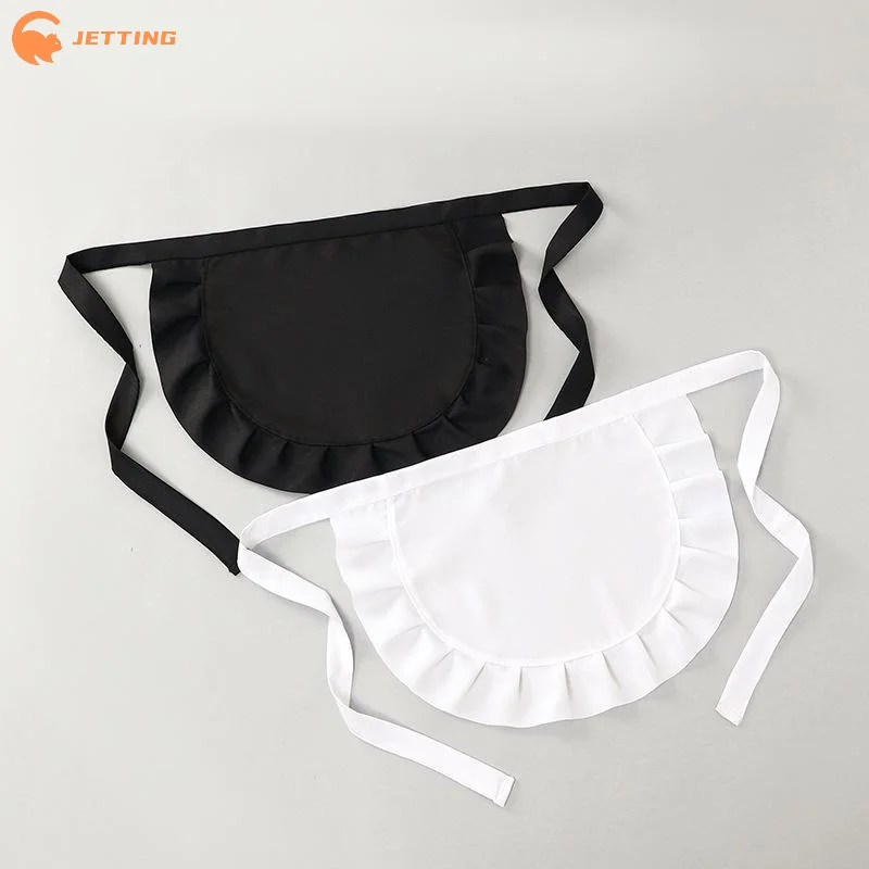 1PCS White Black Waitress Maid Cosplay Waist Apron Half Apron Costume Cooking Aprons For Kitchen