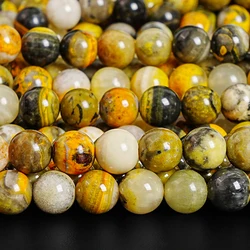 Natural Bumblebee Jasper Mustard Yellow Gemstone Grade AAA Round 8MM Loose Beads For Jewelry Making DIY Bracelet Necklace