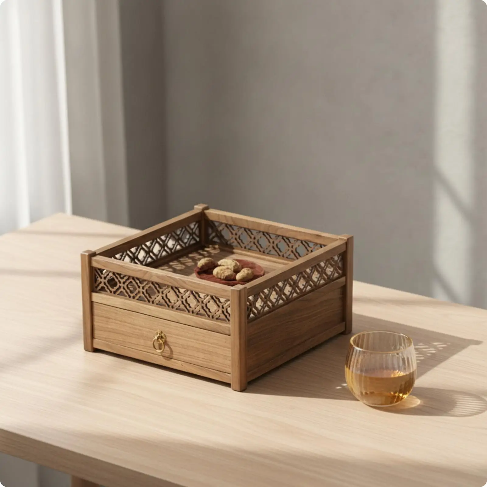 Wooden Desk Organizer Black Walnut Office Accessories Holder Rectangular Wooden Organizer for Desktop, Tea Table, Living Room