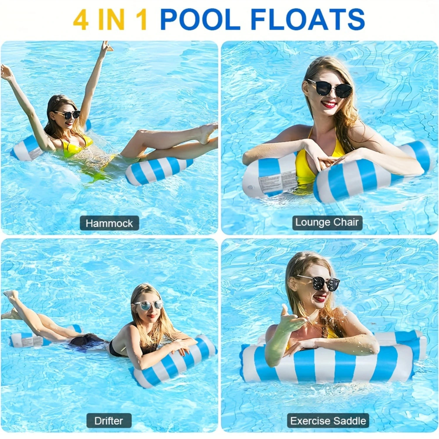 

1pc PVC Striped Hammock, Swimming Hammock, Floating Row Simple Water Play Floating Bed